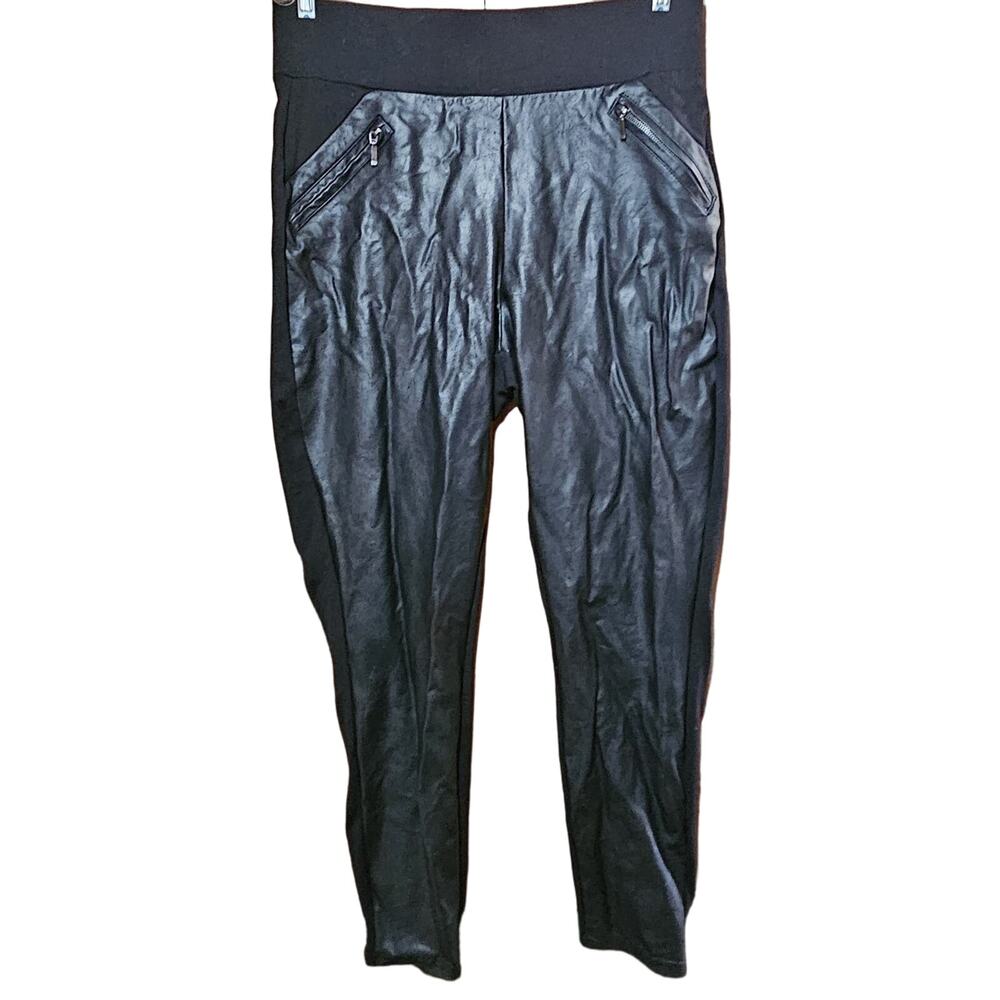 Black Vegan Faux Leather Pull On Pants Size 1X